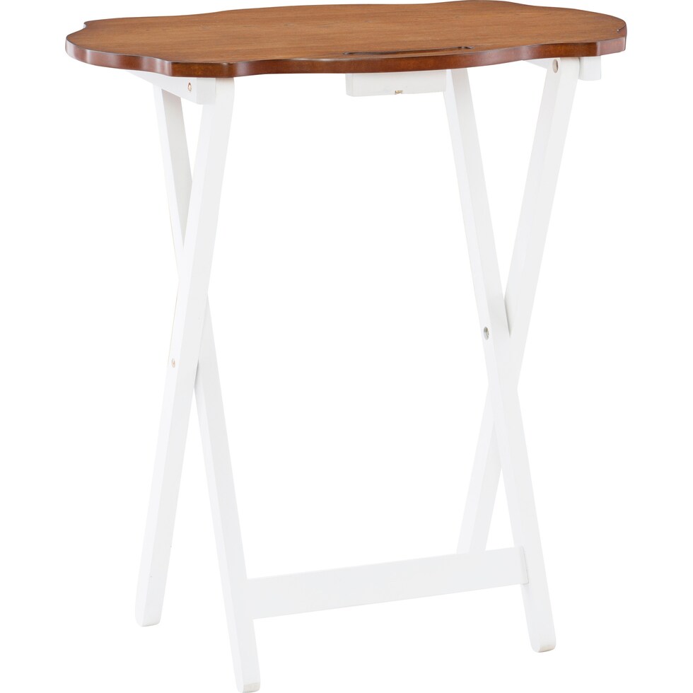 caine brown white tray table   