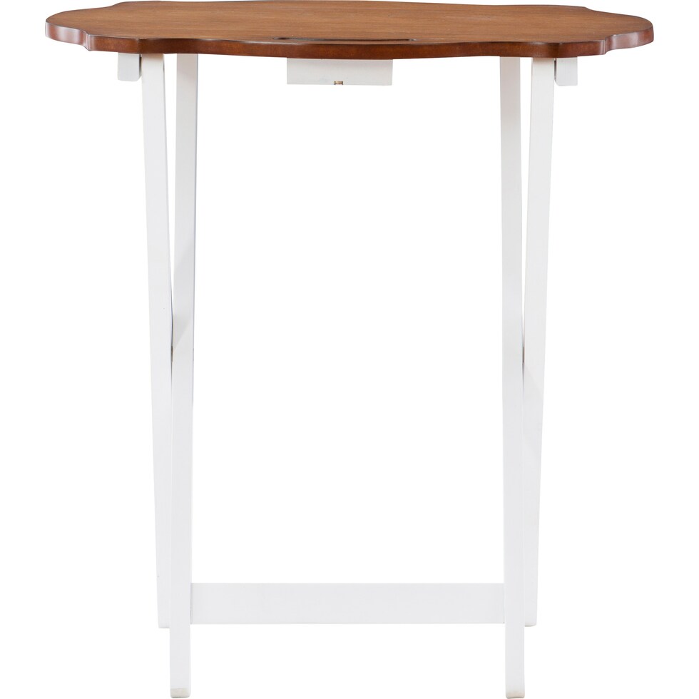 caine brown white tray table   
