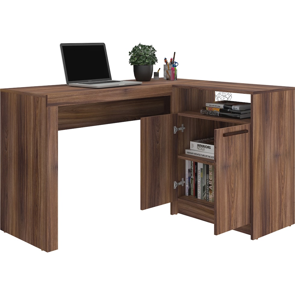 calabria dark brown l shaped desk   