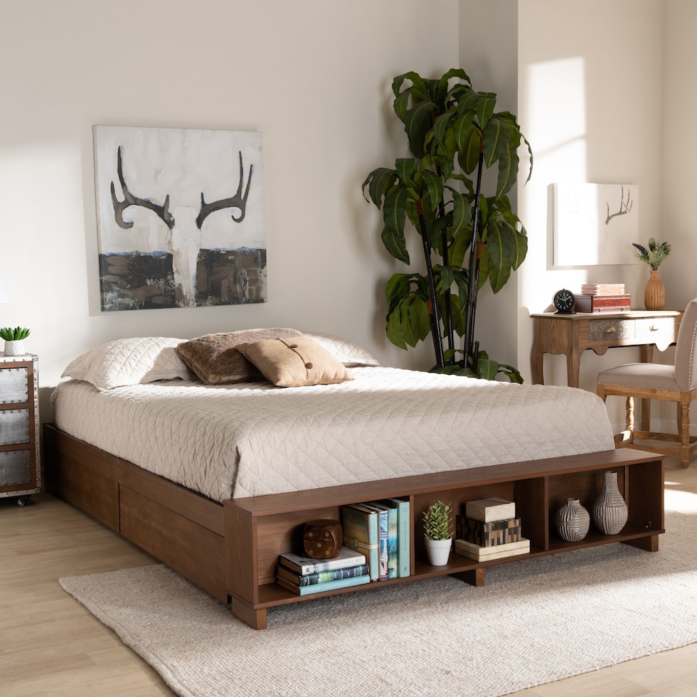 calista dark brown queen bed   