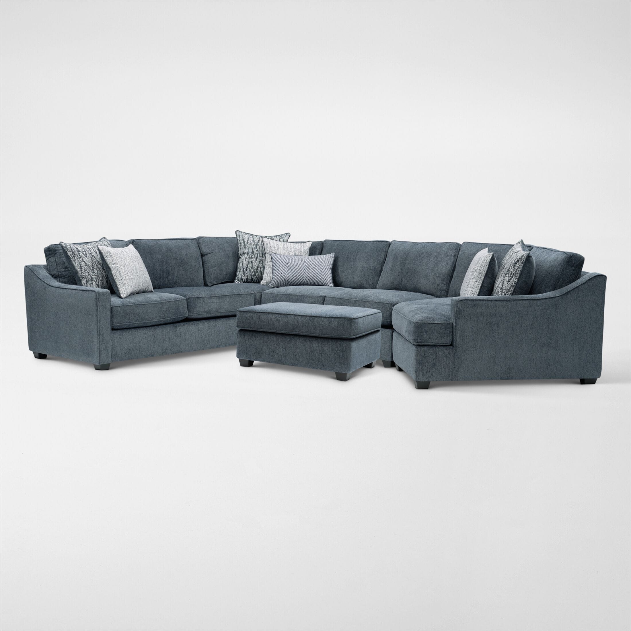 Callie 3-Piece Sectional with Right-Facing Cuddler and Ottoman - Navy