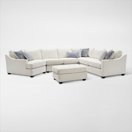 Callie 3-Piece Sectional with Left-Facing Cuddler and Ottoman - Ivory