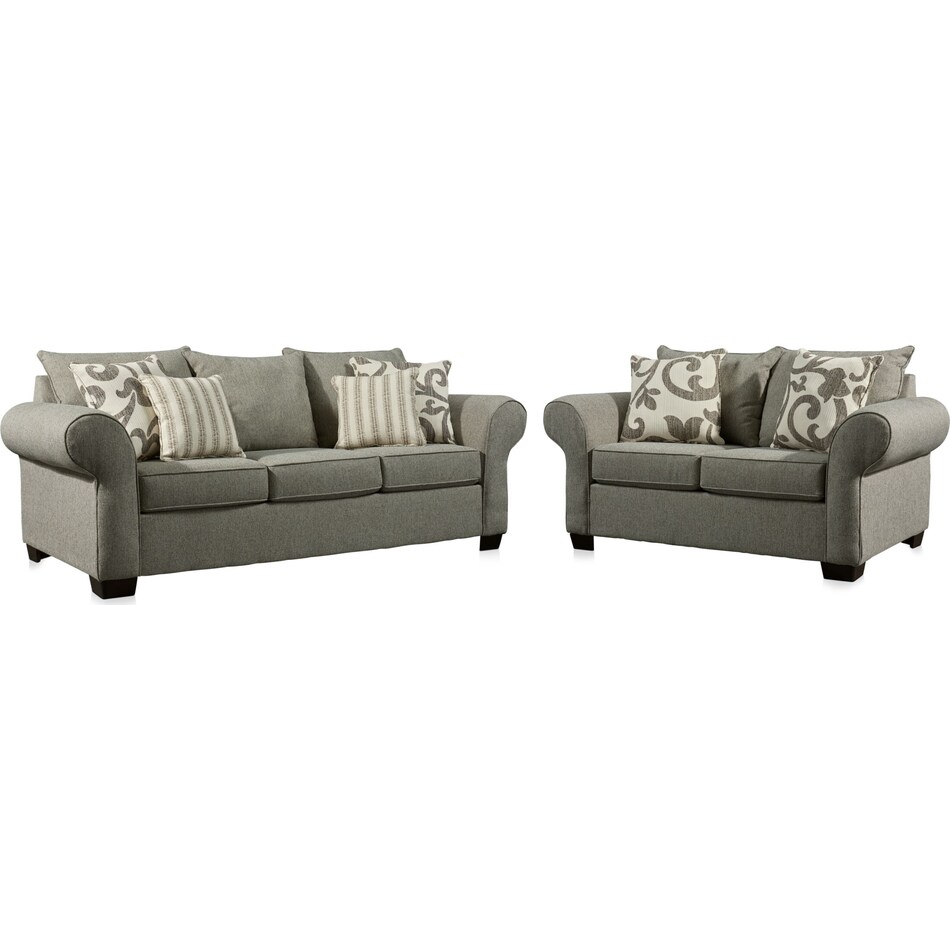 Calloway Sofa and Loveseat Set Gray American Signature Furniture