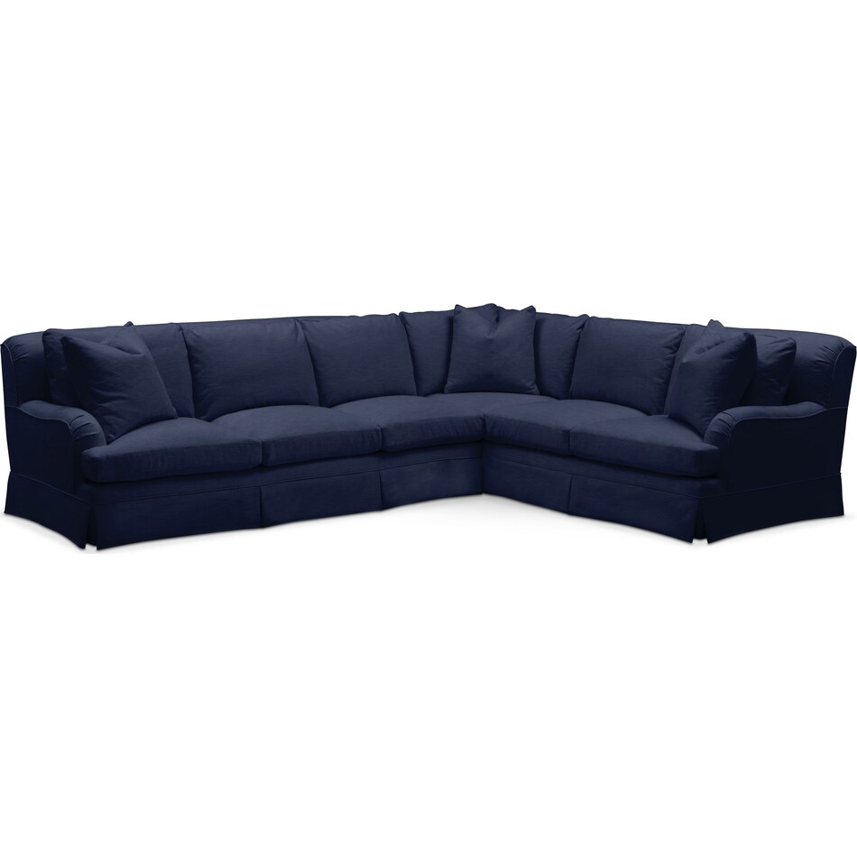 campbell blue  pc sectional with left facing sofa   