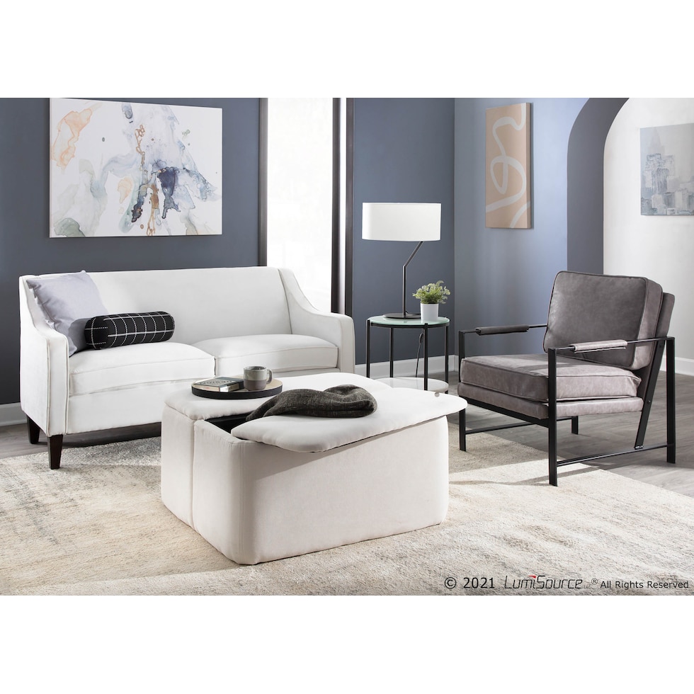 canterbury white ottoman   