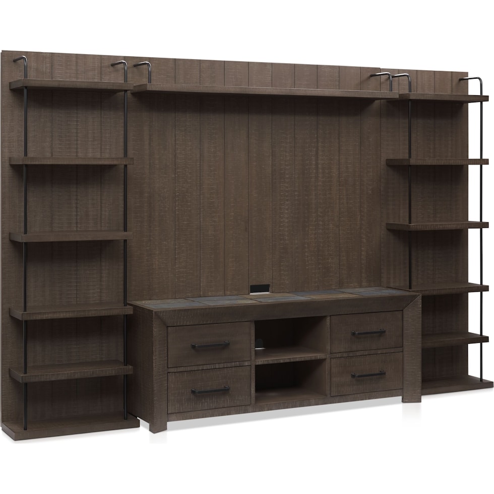 canyon dark brown entertainment wall unit   