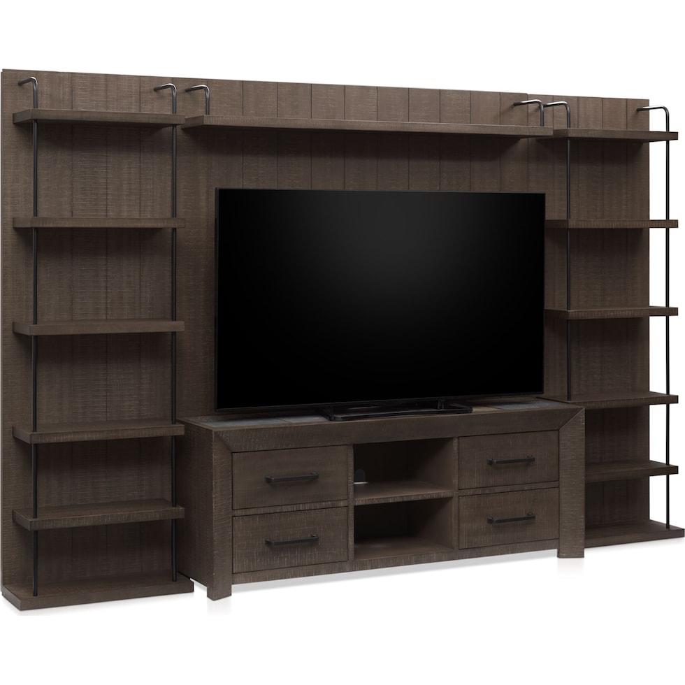 canyon dark brown entertainment wall unit   