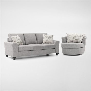Canyon Sofa and Swiver Chair Set - Gray