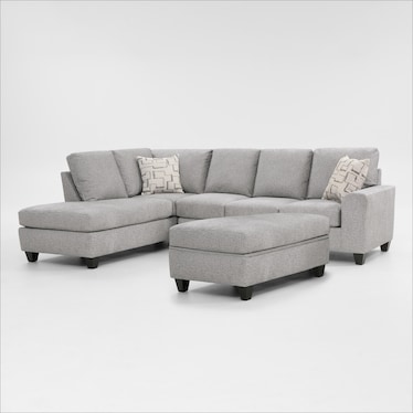 2-Piece Sofa Sectional with Chaise and Storage Ottoman