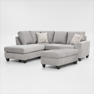 2-Piece Loveseat Sectional with Chaise and Storage Ottoman