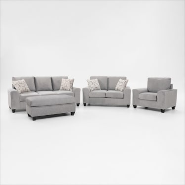 Canyon Sofa, Apartment Sofa, Chair, and Storage Ottoman Set