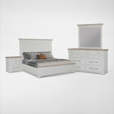 Cape May 6-Piece Panel Bedroom Set with Dresser, Mirror and Nightstand