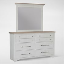 cape may light brown dresser and mirror   