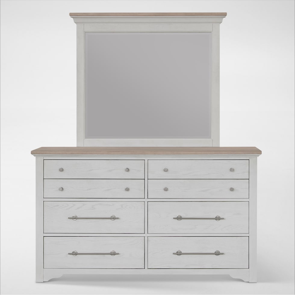 cape may light brown dresser and mirror   