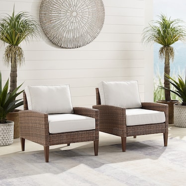Capri Set of 2 Outdoor Armchairs - Brown