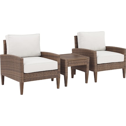 Capri Outdoor Set of 2 Chairs and End Table - Brown