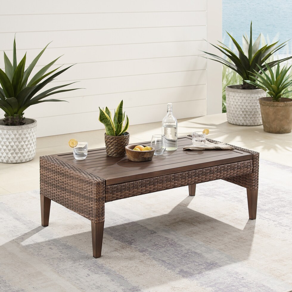 capri dark brown outdoor coffee table   