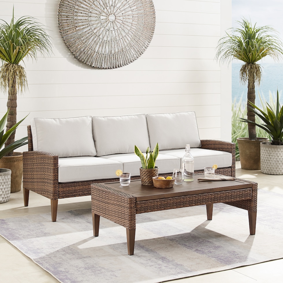 capri dark brown outdoor sofa set   