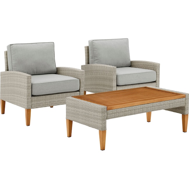 Outdoor Furniture - Capri Set of 2 Outdoor Chairs and Coffee Table