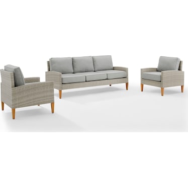 Capri Outdoor Sofa and Set of 2 Chairs