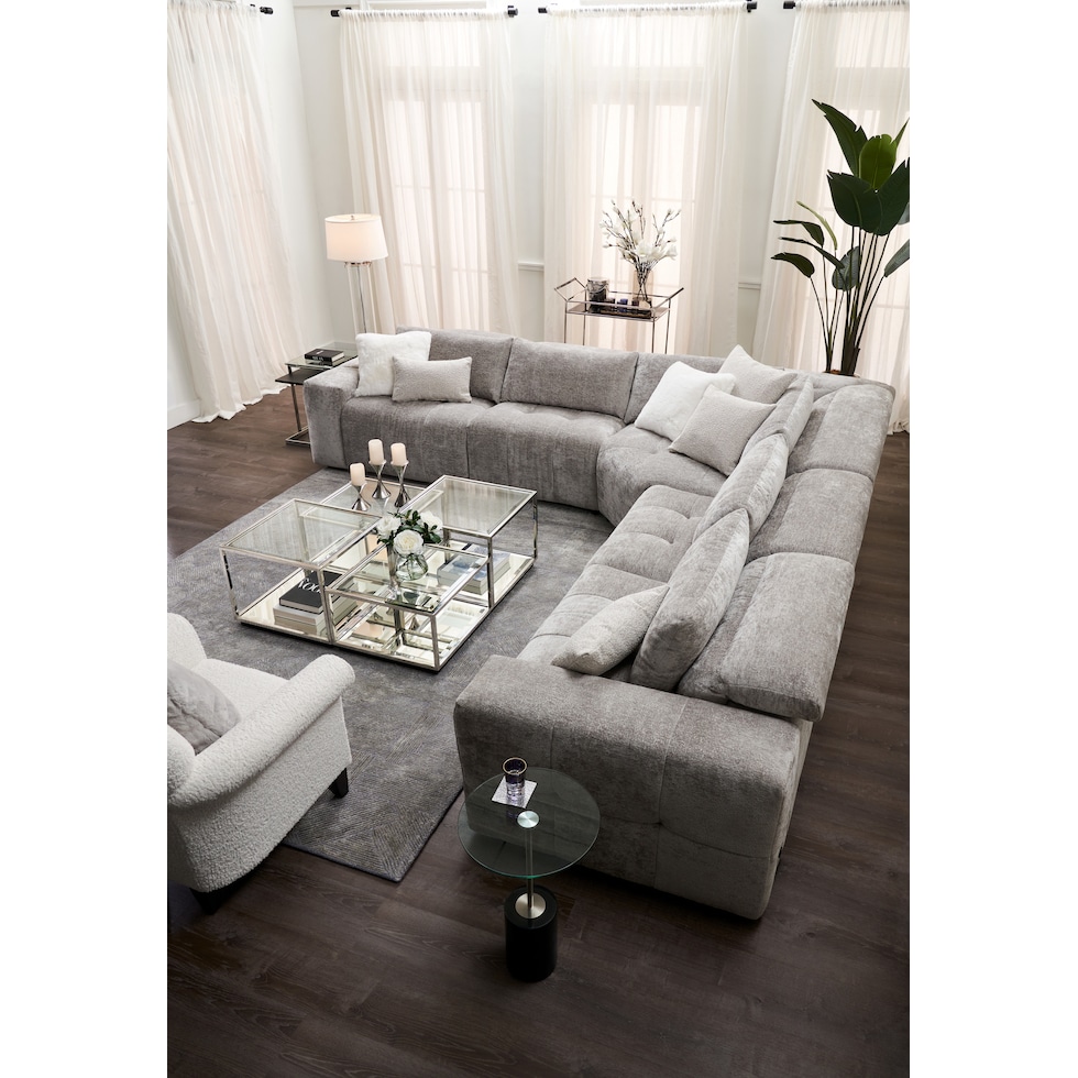 caprice silver sectional   