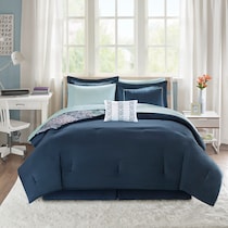 carise blue full queen bedding set   