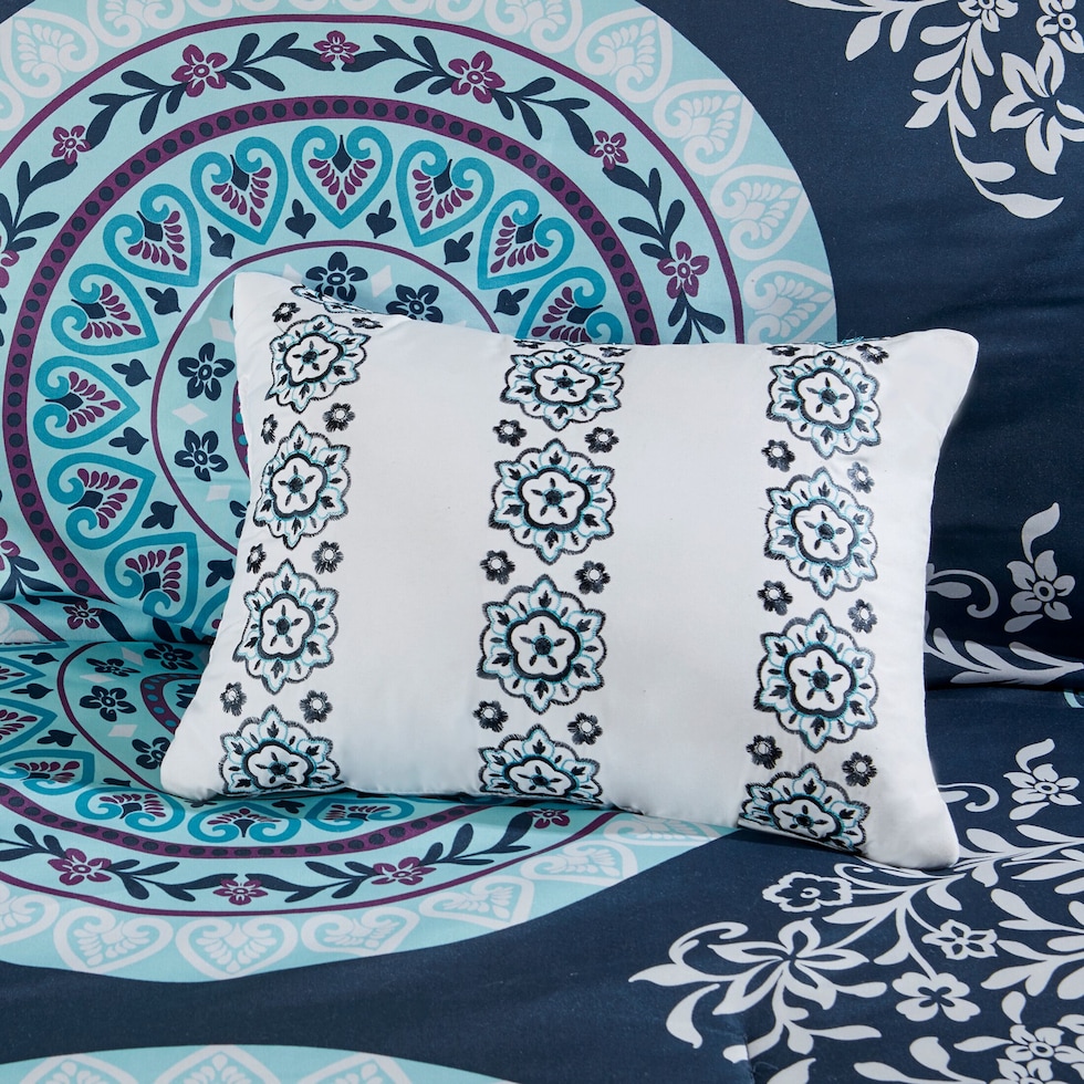 carise blue queen bedding set   