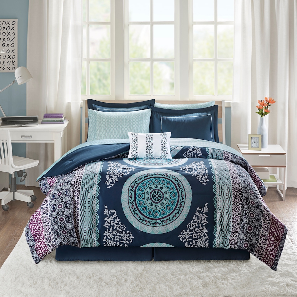 carise blue twin bedding set   