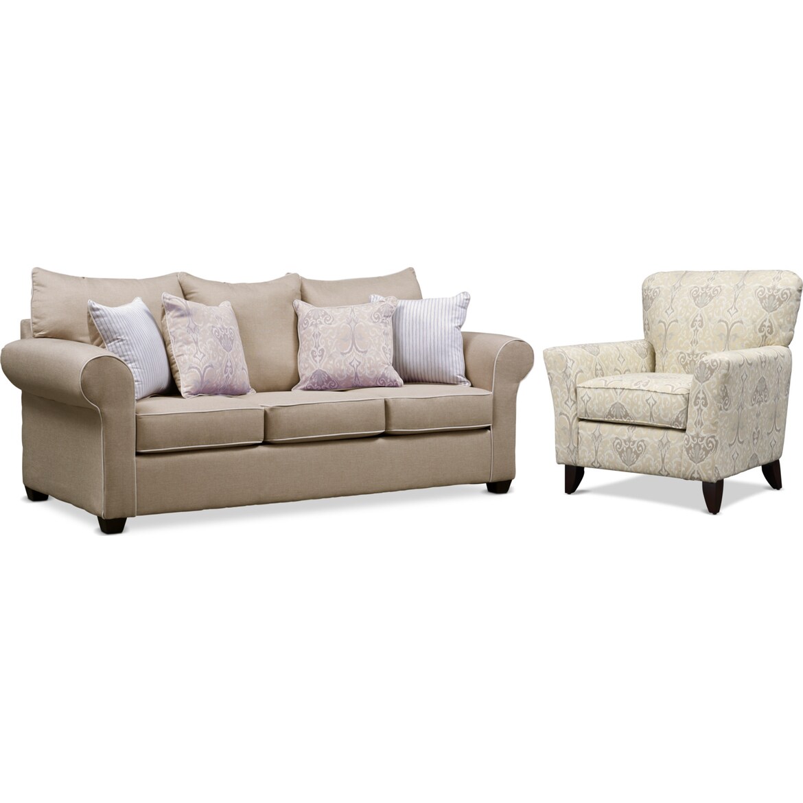 Carla Queen Sleeper Sofa and Accent Chair Set American 