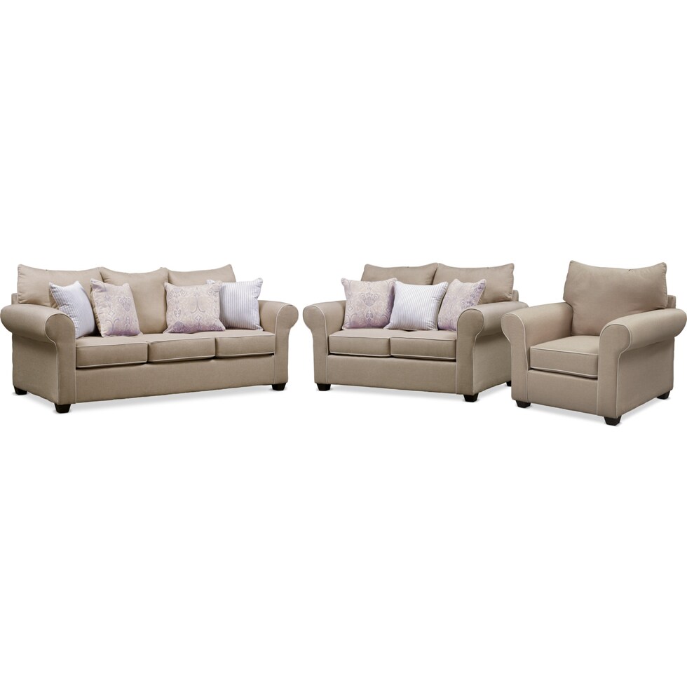 carla light brown  pc sleeper living room   