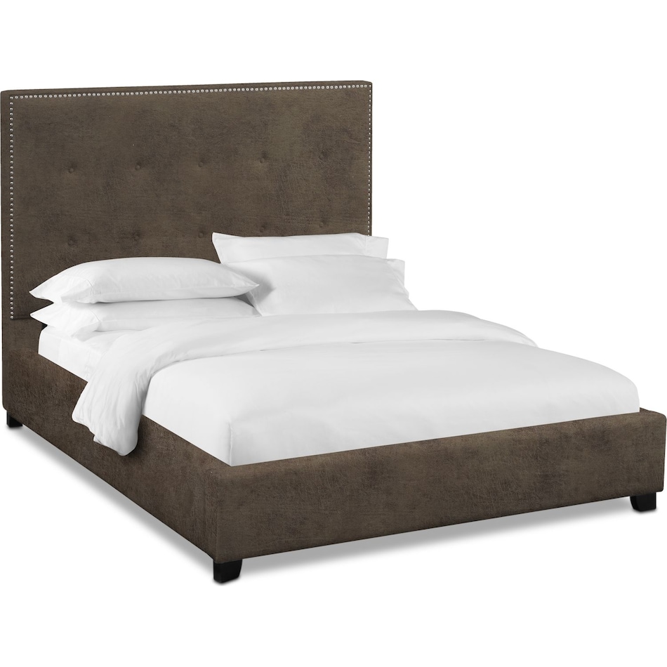 carter dark brown king upholstered bed   