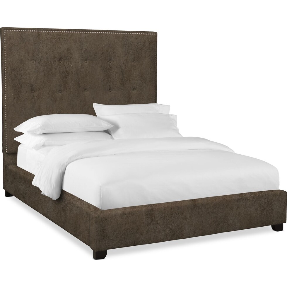 carter dark brown queen upholstered bed   