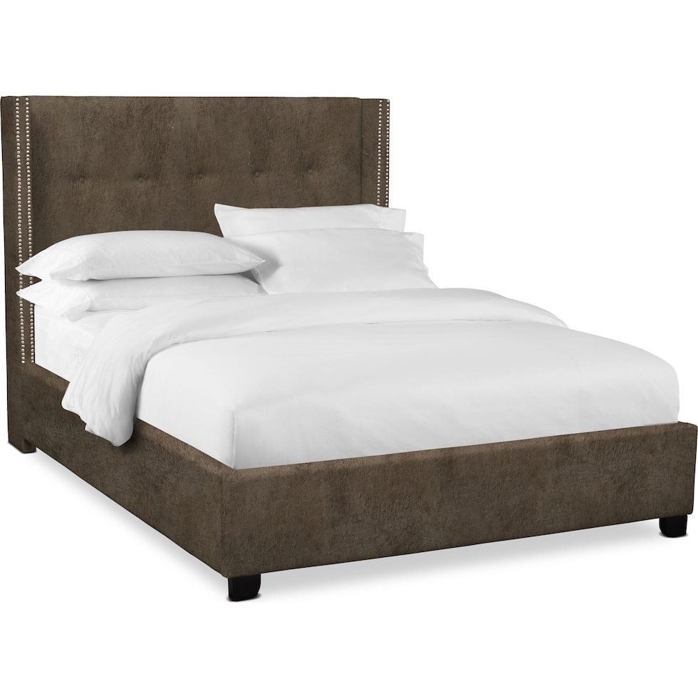 carter dark brown queen upholstered bed   