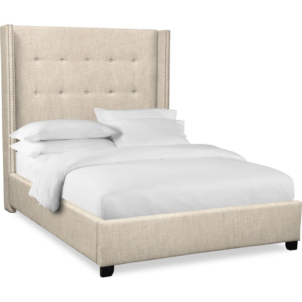 carter light brown queen upholstered bed   