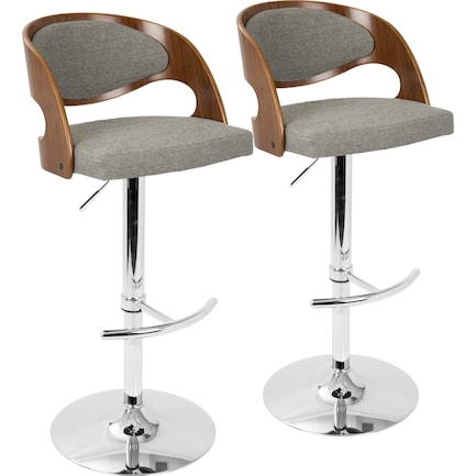 Carver Set of 2 Adjustable Bar Stools - Gray