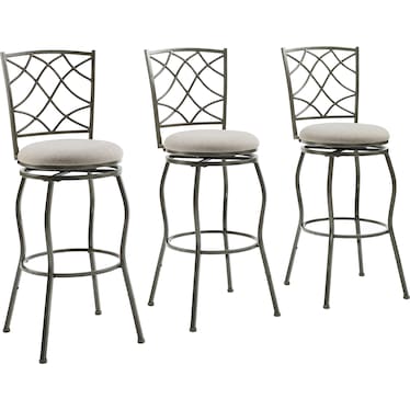 Hansel Set of 3 Adjustable Swivel Barstools