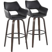 casio black vegan leather dark walnut bar stool   