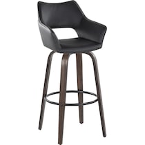 casio black vegan leather dark walnut bar stool   