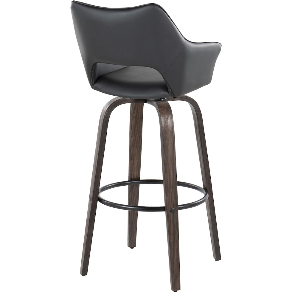 casio black vegan leather dark walnut bar stool   