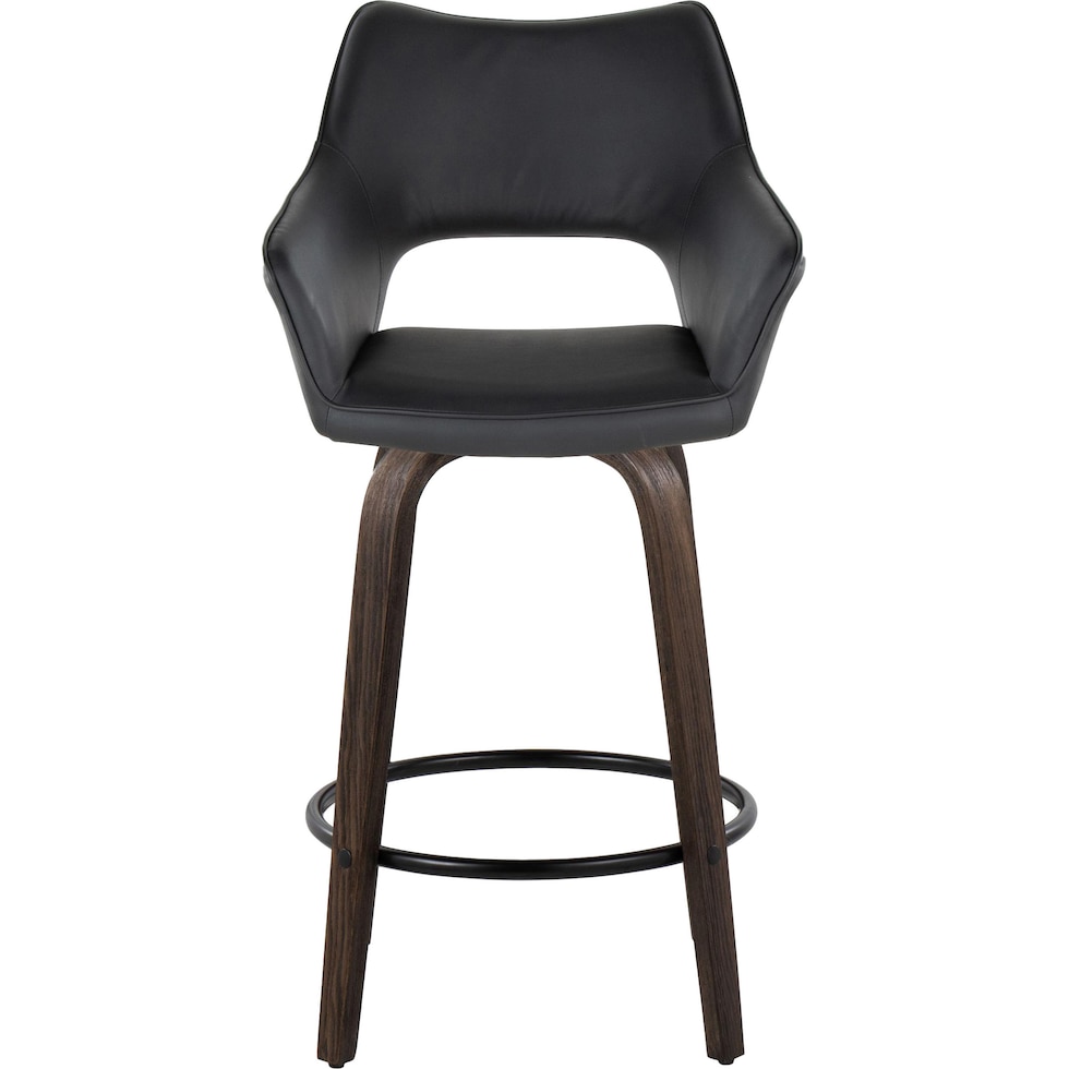 casio black vegan leather dark walnut counter height stool   