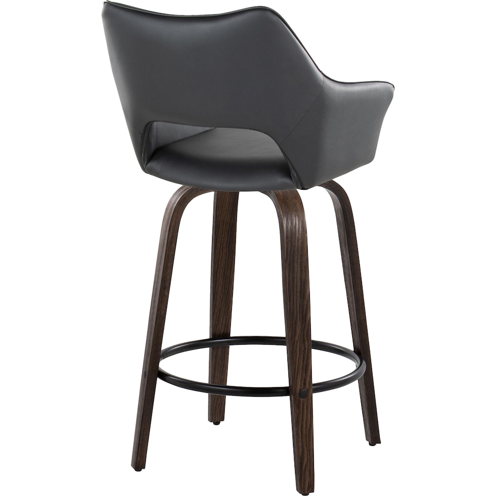 casio black vegan leather dark walnut counter height stool   