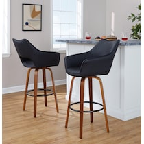 casio black vegan leather light walnut bar stool   