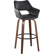 casio black vegan leather light walnut bar stool   