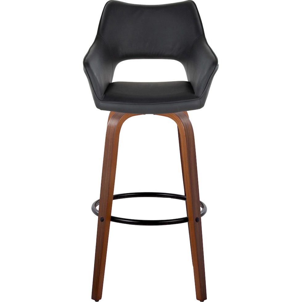 casio black vegan leather light walnut bar stool   