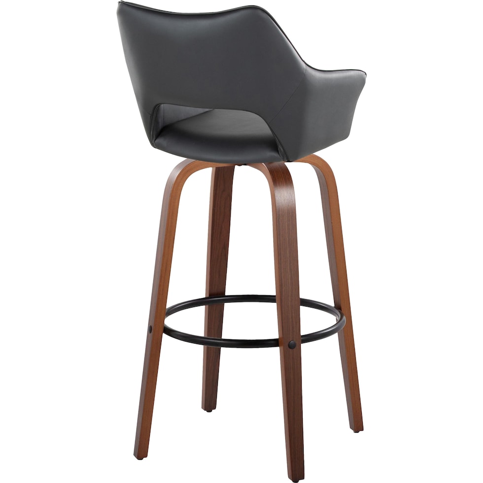 casio black vegan leather light walnut bar stool   