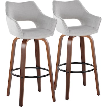 Casio Set of 2 Swivel Bar Stools - Gray/Light Walnut