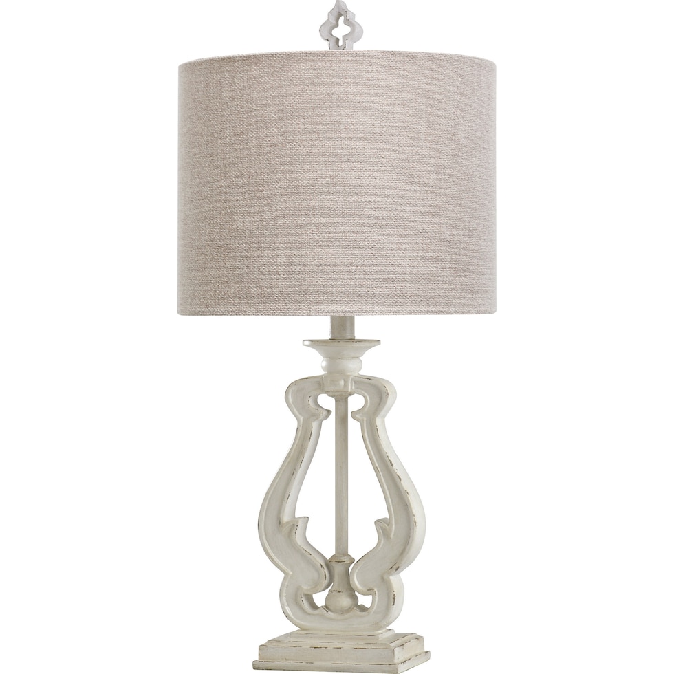 castor distressed off white table lamp   