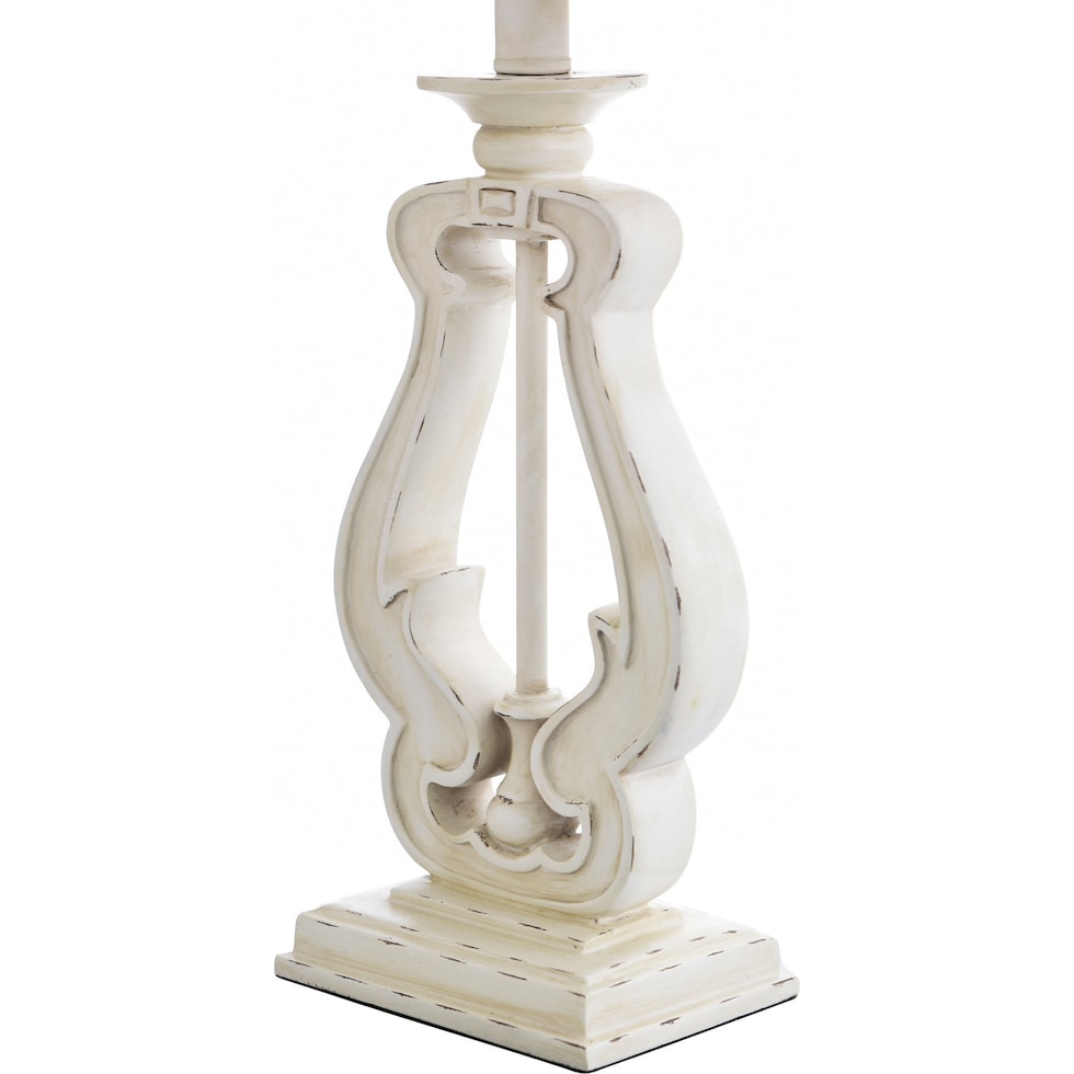 castor distressed off white table lamp   