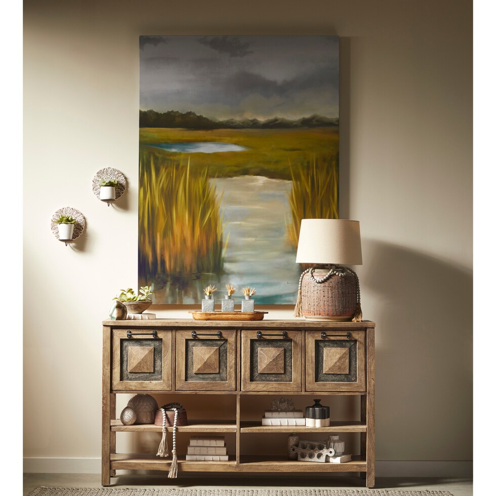 cate dark brown console table   