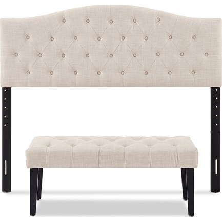 Cecilia Queen Upholstered Headboard and Bench Set